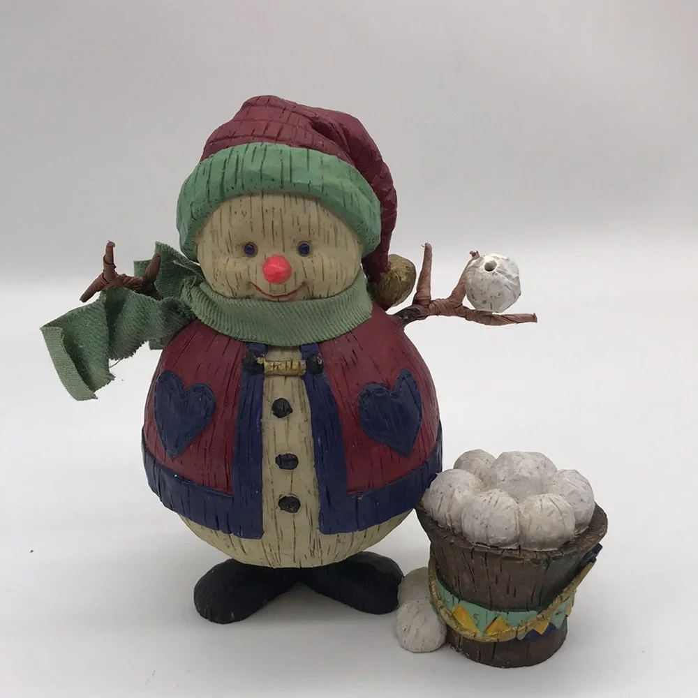 Vintage K. Killip for DEMdaco Snowman with Bucket of Snowballs Figurine (1999) - Picture 2 of 7